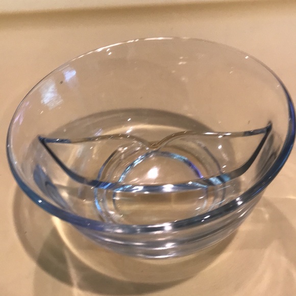 Divided Dish Clear Snack Nut Bowl Glass 5" - Picture 2 of 6